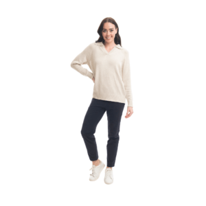 collared knit jumper | natural melange