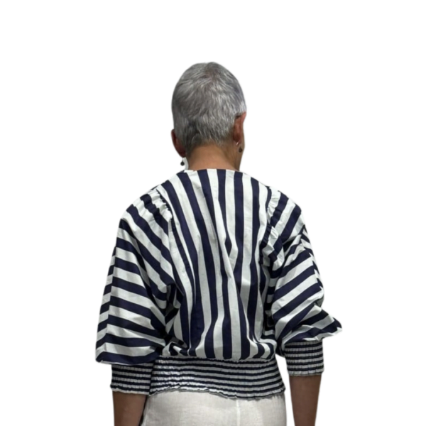 bat wing top | blue & white stripe
