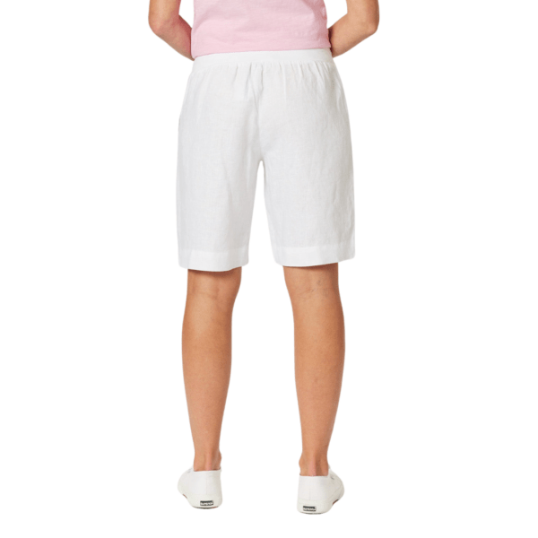 jersey waist linen short | white