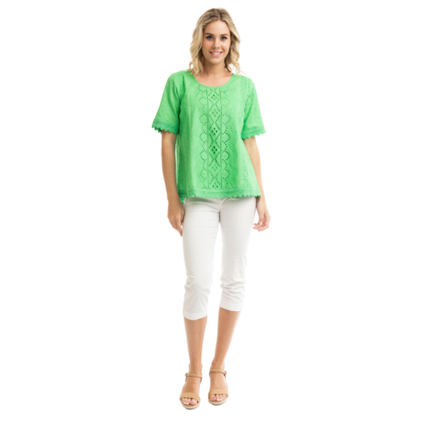 broderie top | parrot