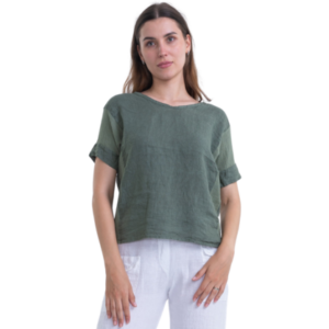 italian linen top | militaire