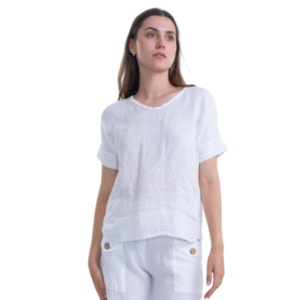 italian linen top | white