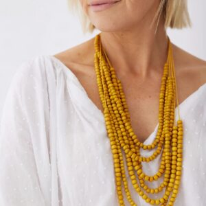 timber bead necklace waimea | mustard