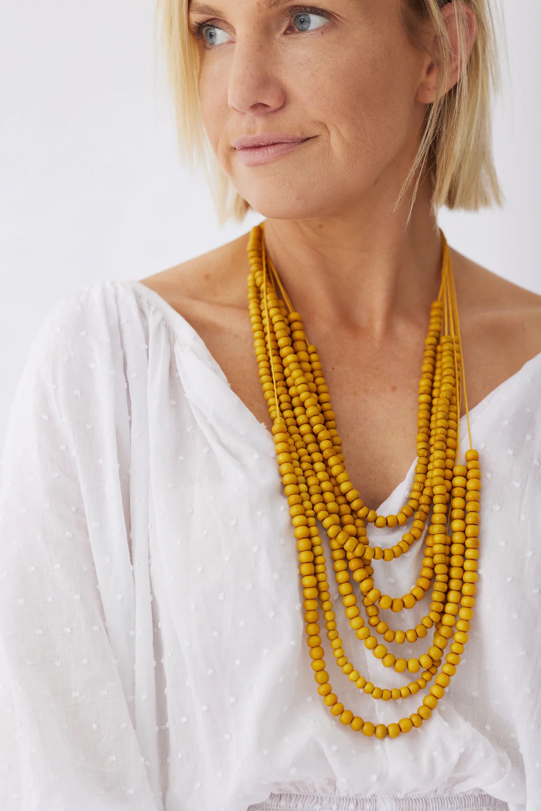 Bright Handcrafted Wooden Bead Necklace Sustainable Unique