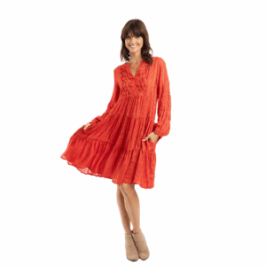 dobby bib dress | rust