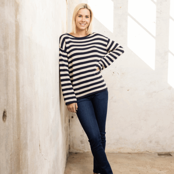 the coastal stripe jumper | navy natural