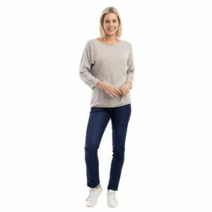 3/4 sleeve boat neck knit top | navy