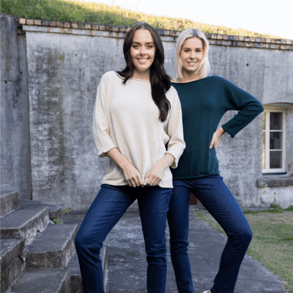 3/4 sleeve boat neck knit top | navy