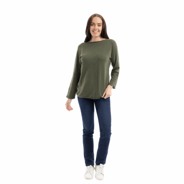the essential boat neck knit | olive