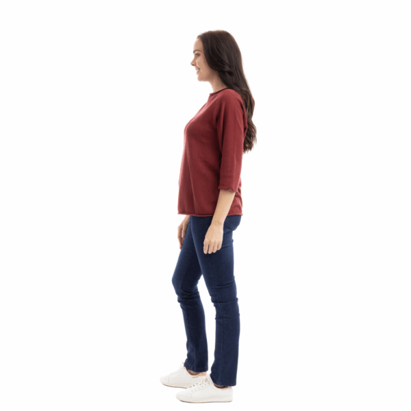 3/4 sleeve boat neck knit top | navy