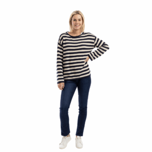 the coastal stripe jumper | navy natural