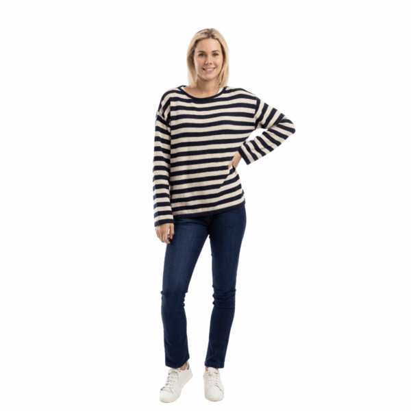 the coastal stripe jumper | navy natural