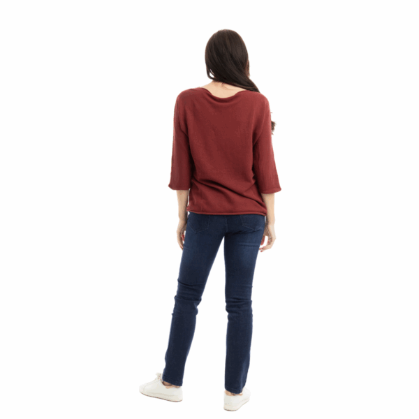 3/4 sleeve boat neck knit top | navy