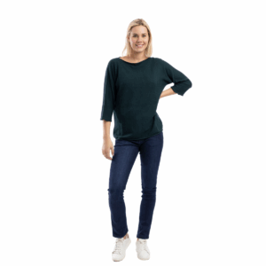 3/4 sleeve boat neck knit top | navy