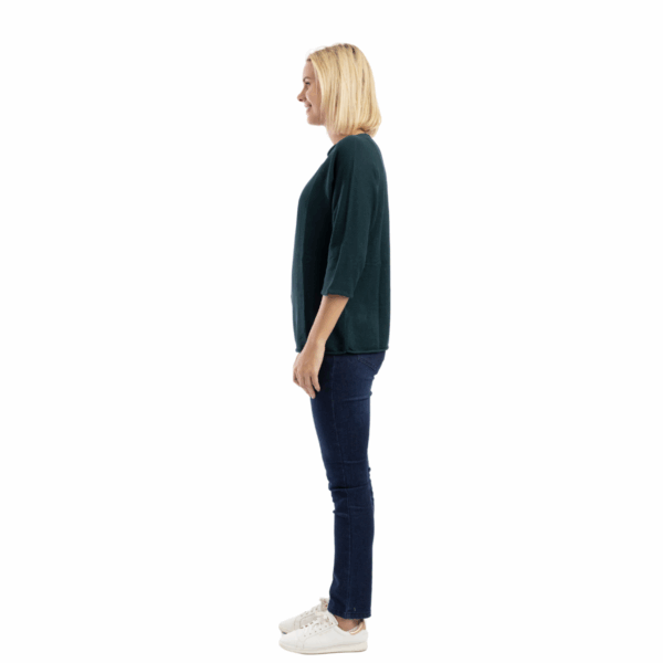 3/4 sleeve boat neck knit top | navy