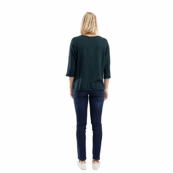 3/4 sleeve boat neck knit top | navy