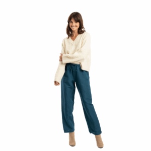 pure linen pants | petrol
