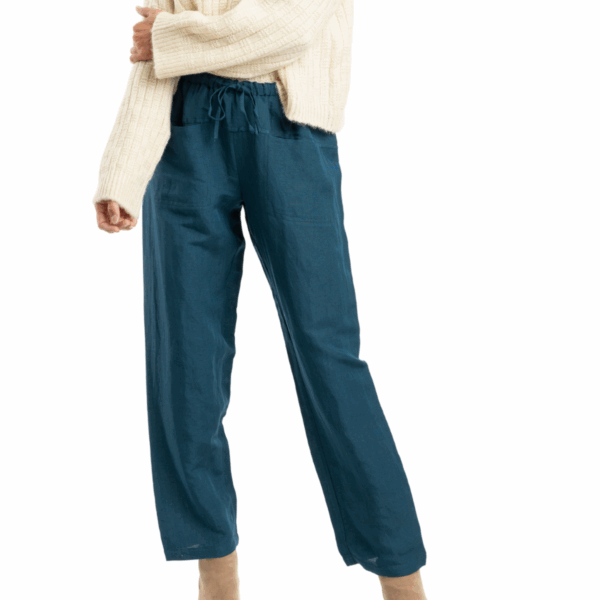 pure linen pants | petrol