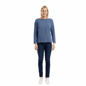 the essential boat neck knit | denim melange